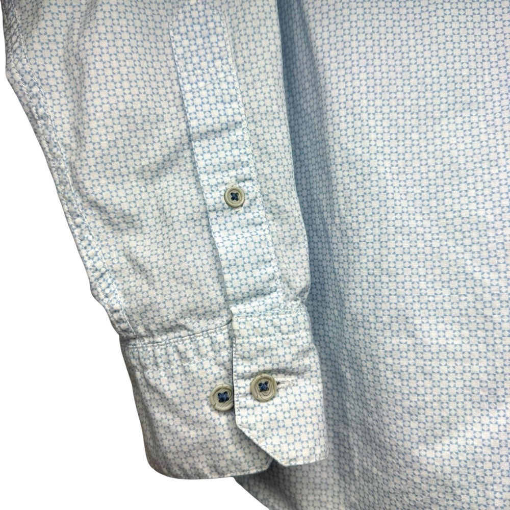 Cremieux Men's Long-Sleeve Button Down‎ Shirt L Blue & White Geometric Print - Picture 2 of 6